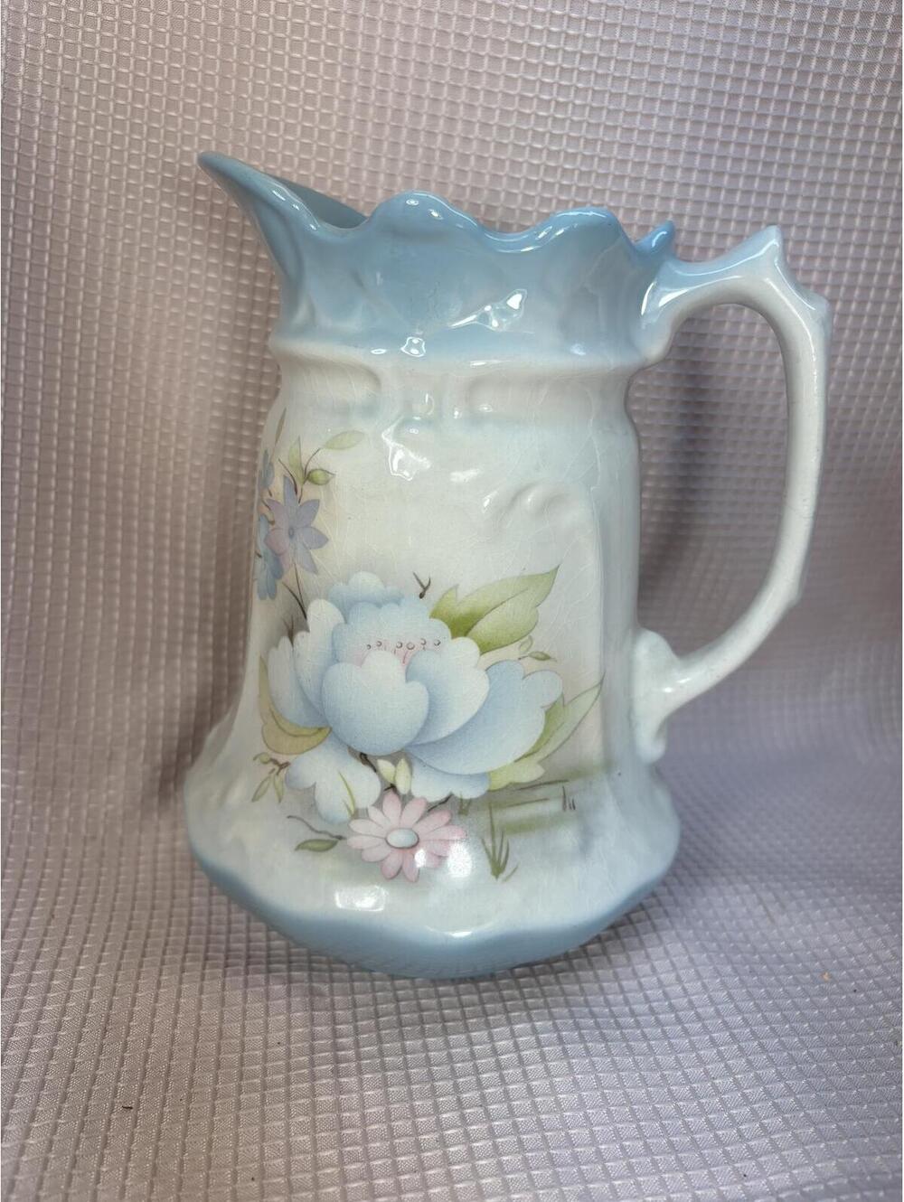 vintage James Kent Old Foley pitcher, featuring distinct light blue floral